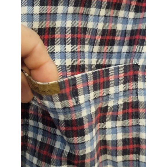 Woolrich Button‎ Down Flannel Shirt Men's Large Red White Blue Plaid - Picture 6 of 6
